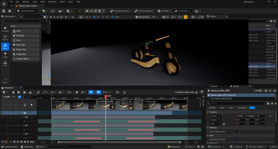 Wooden Balance Bike lit in Unreal Engine