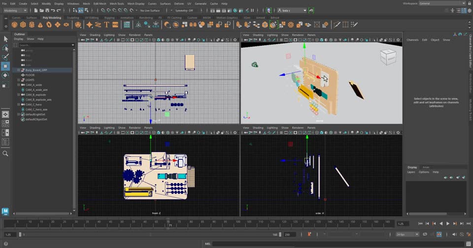 Montessori Busy Board animated in Maya