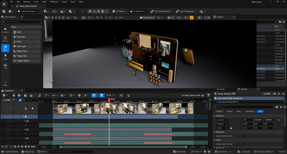 Montessori Busy Board lit in Unreal Engine
