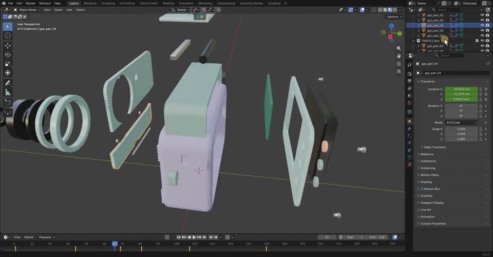 Kids' Instant Print Camera modelled in Blender