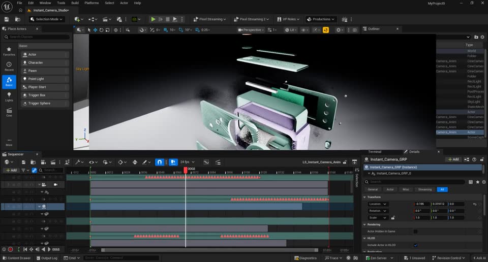 Kids' Instant Print Camera lit in Unreal Engine