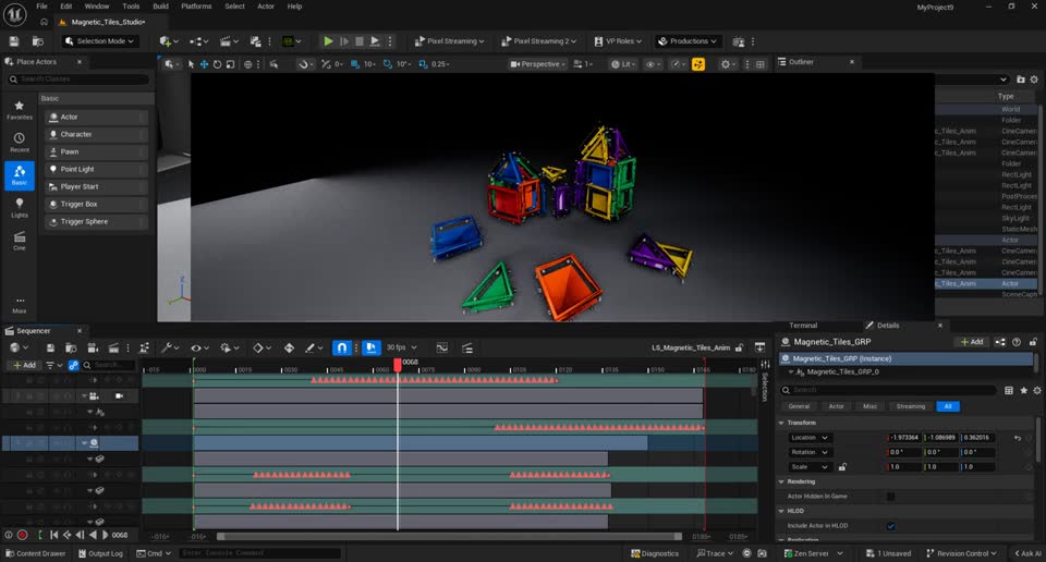 Magnetic Building Tiles lit in Unreal Engine