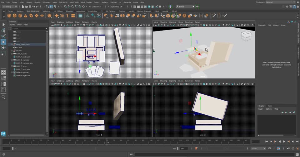 Tabletop Party Game animated in Maya